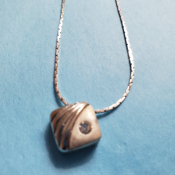 Vintage Silver necklace with Diamond gemstone - Picture 2 of 8